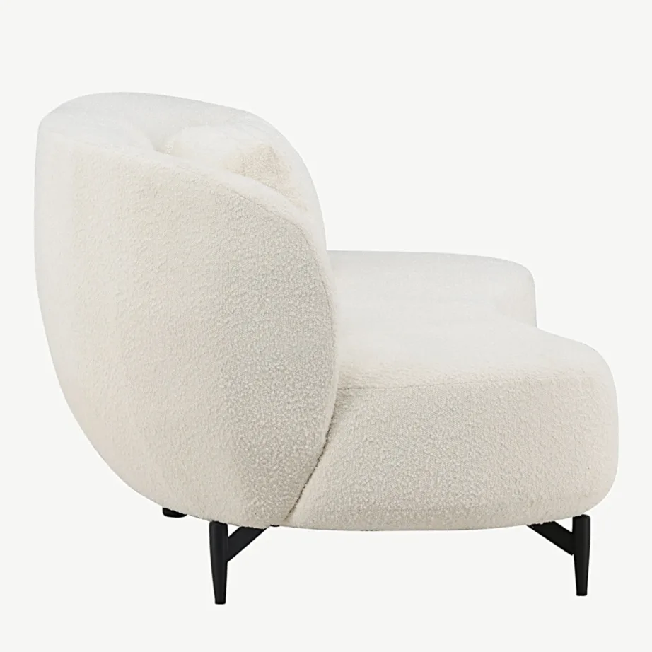 Luna 3-kohaline valgest bukleest diivan mustade metalljalgadega, 30005-101 – 2