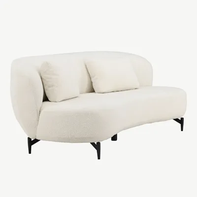 Luna 3-kohaline valgest bukleest diivan mustade metalljalgadega - 30005-101