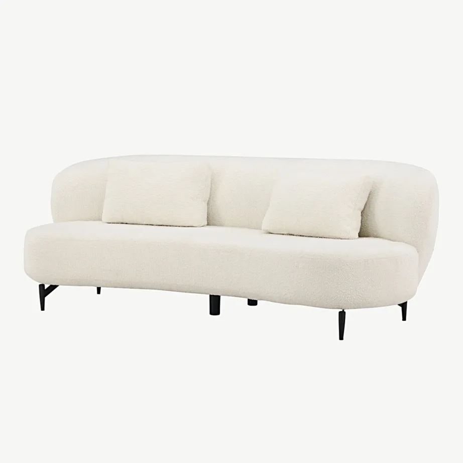 Luna 3-kohaline valgest bukleest diivan mustade metalljalgadega, 30005-101 – 5