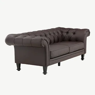 Tumepruunist kunstnahast kolmekohaline diivan Ätran (klassikaline stiil, mustad jalad) - 30009-103