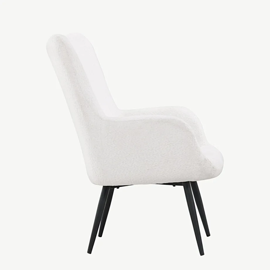 Valge bukleekangaga tugitool jalapingiga Como, mustad metalljalad, 30020-101 – 2