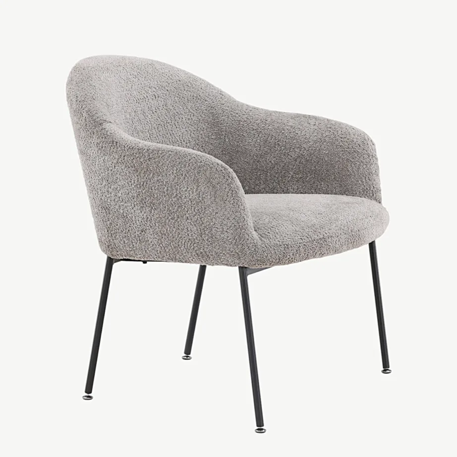 Polsterdatud tugitool Catania halli bukleekangaga, metalljalgadel, 30026-106 – 3