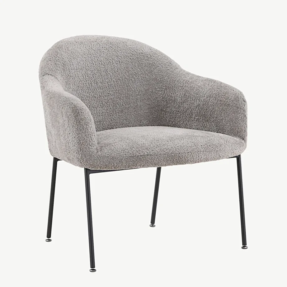 Polsterdatud tugitool Catania halli bukleekangaga, metalljalgadel, 30026-106