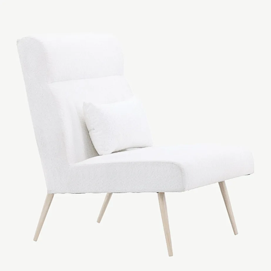 Valge buklee-kangaga tugitool Bloom valge peitsiga metalljalgadel, 30029-101 – 3