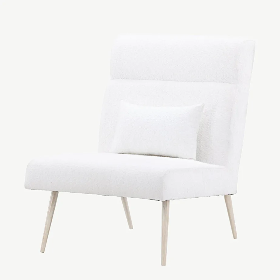 Valge buklee-kangaga tugitool Bloom valge peitsiga metalljalgadel, 30029-101 – 5