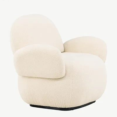 Beežist chenille-kangast tugitool Sevilla, lai iste, mustad plastikjalad - 30030-102