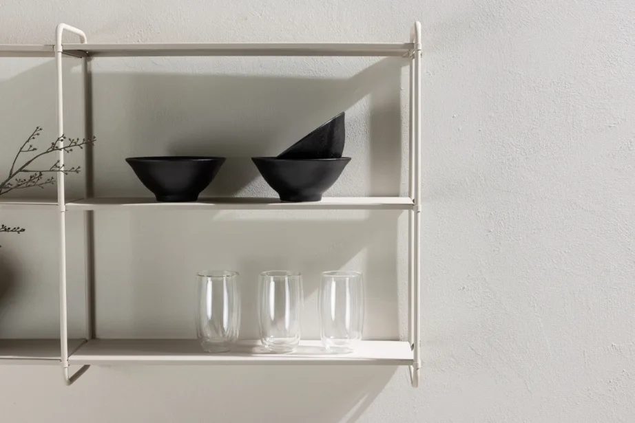 Beežist pulbervärvitud rauast seinariiul Lyon, 3 kitsast tasapinda, 30051-101 – 9