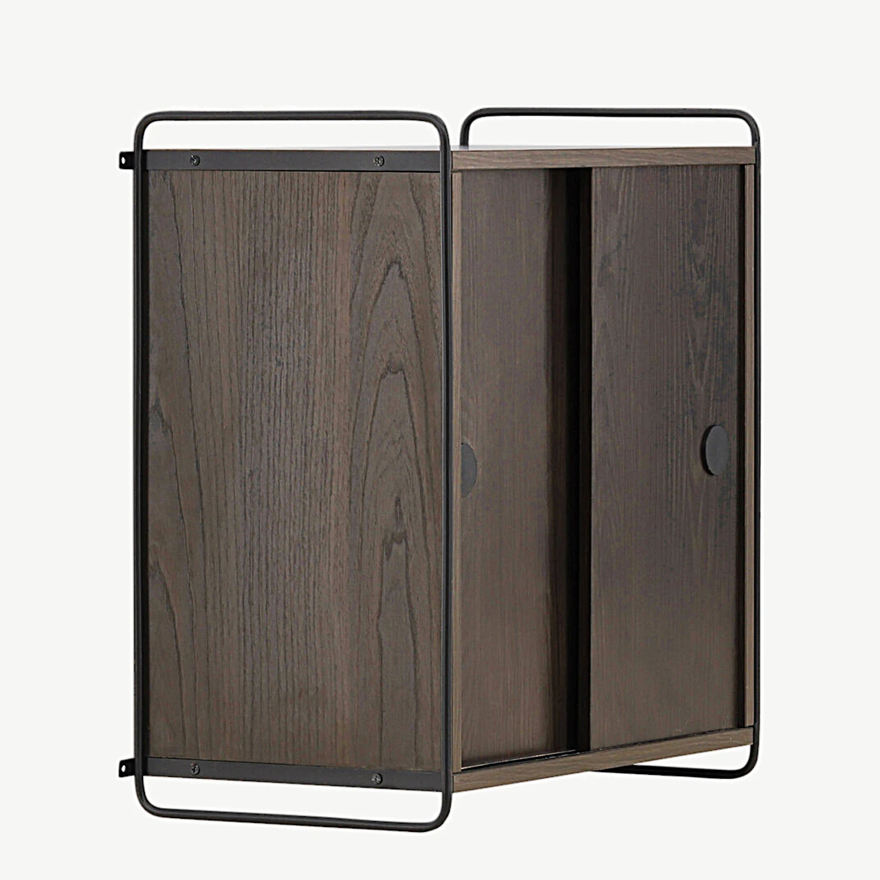 Mokka toonis MDF-ist seinakapp kahete uksega, metallraamiga Paris (must terasraam, 60 × 35 × 68 cm) - 30052-125