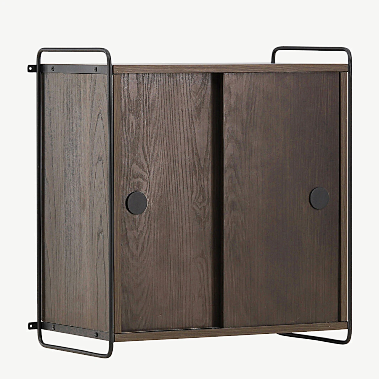 Mokka toonis MDF-ist seinakapp kahete uksega, metallraamiga Paris (must terasraam, 60 × 35 × 68 cm) - 30052-125