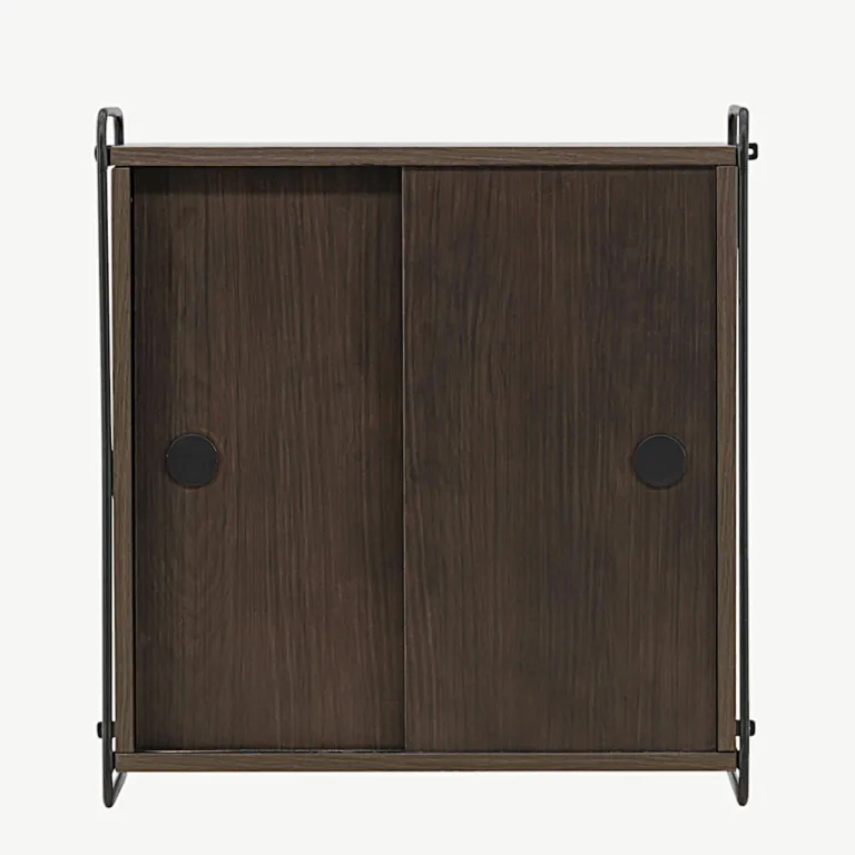 Mokka toonis MDF-ist seinakapp kahete uksega, metallraamiga Paris (must terasraam, 60 × 35 × 68 cm) - 30052-125