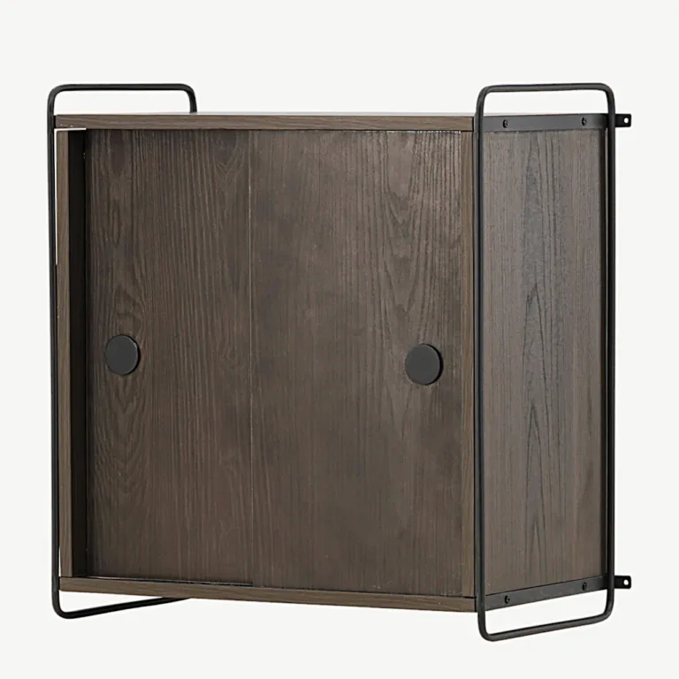 Mokka toonis MDF-ist seinakapp kahete uksega, metallraamiga Paris (must terasraam, 60 × 35 × 68 cm) - 30052-125