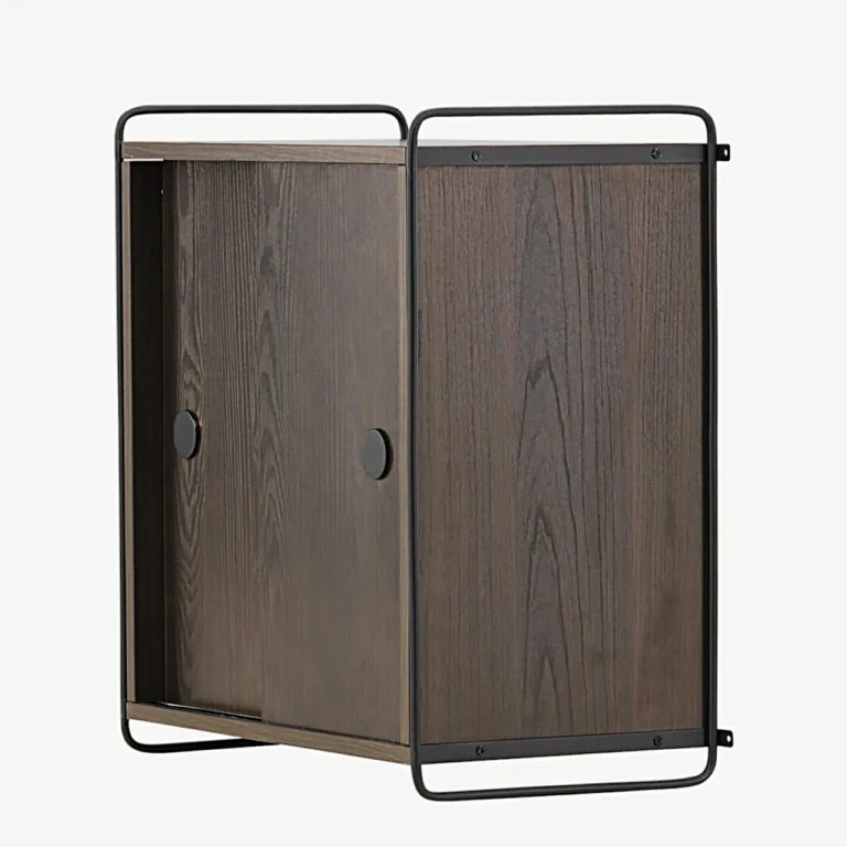 Mokka toonis MDF-ist seinakapp kahete uksega, metallraamiga Paris (must terasraam, 60 × 35 × 68 cm) - 30052-125