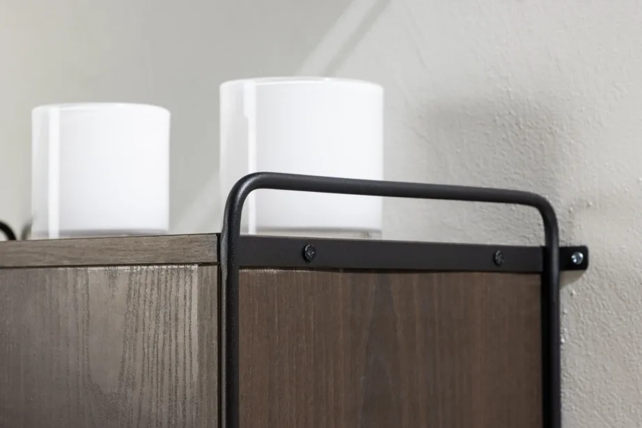 Mokka toonis MDF-ist seinakapp kahete uksega, metallraamiga Paris (must terasraam, 60 × 35 × 68 cm), 30052-125 – 8