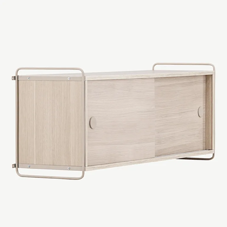 Valge peitsiga seinakapp Paris (MDF, terasraam, 122 × 48 × 35 cm) - 30053-130
