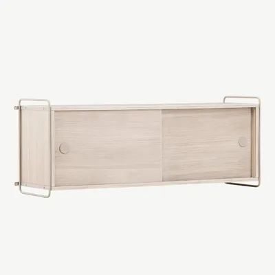 Valge peitsiga seinakapp Paris (MDF, terasraam, 122 × 48 × 35 cm) - 30053-130