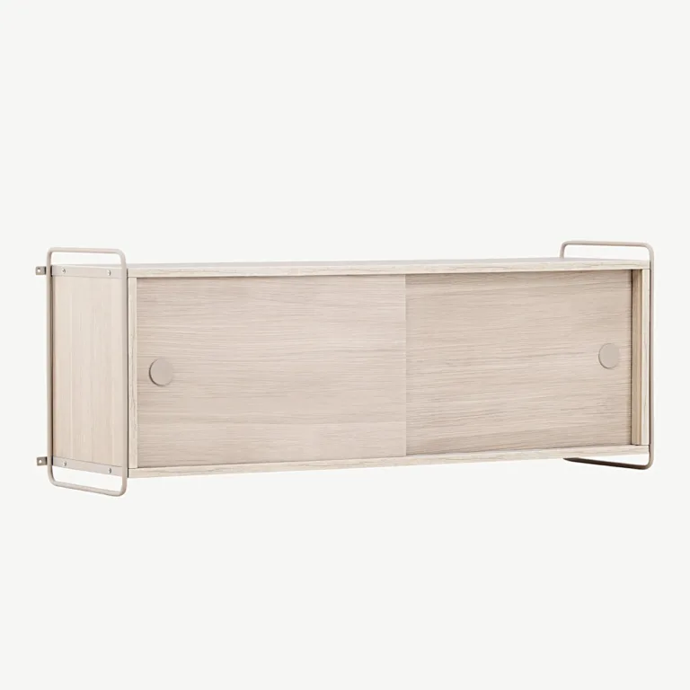 Valge peitsiga seinakapp Paris (MDF, terasraam, 122 × 48 × 35 cm) - 30053-130