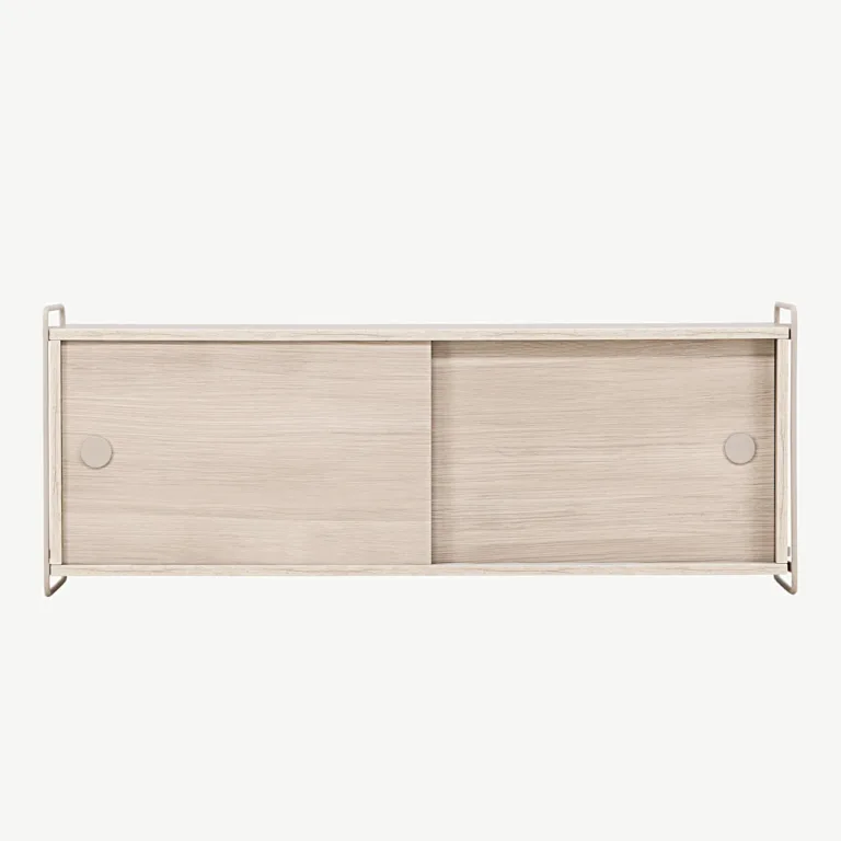 Valge peitsiga seinakapp Paris (MDF, terasraam, 122 × 48 × 35 cm) - 30053-130