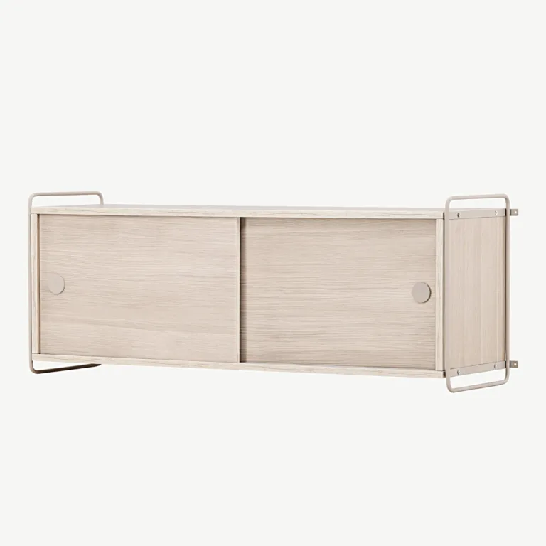 Valge peitsiga seinakapp Paris (MDF, terasraam, 122 × 48 × 35 cm) - 30053-130