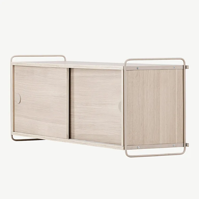 Valge peitsiga seinakapp Paris (MDF, terasraam, 122 × 48 × 35 cm) - 30053-130