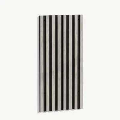 Touloni industriaalstiilis valge ribidega seinapaneel, peitsitud MDF (40,5 × 80 cm) - 30055-110