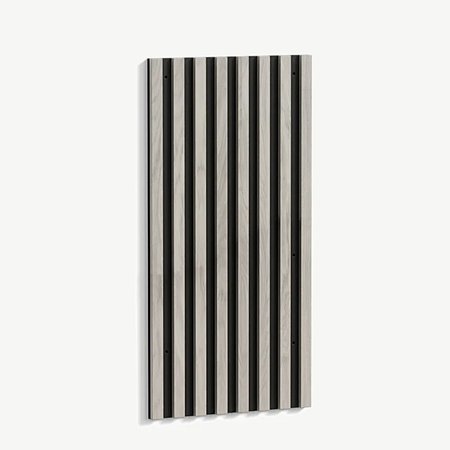 Touloni industriaalstiilis valge ribidega seinapaneel, peitsitud MDF (40,5 × 80 cm), 30055-110
