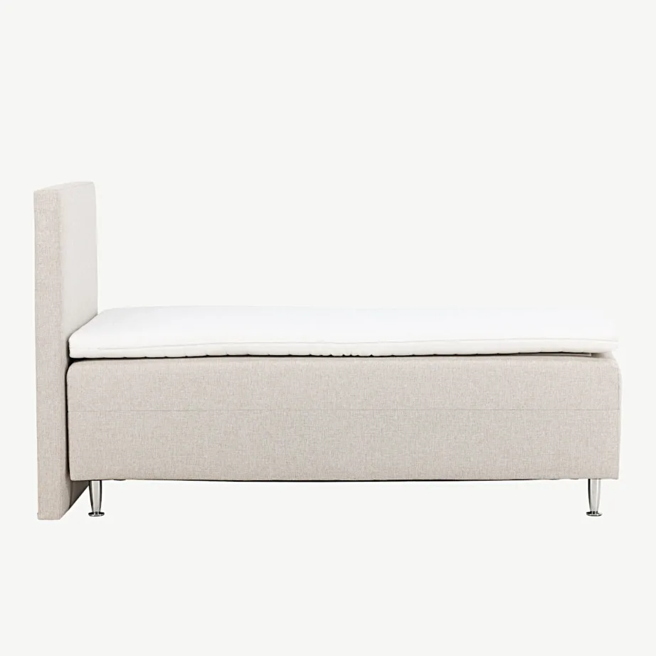 Beež üheinimesevoodi Mesa kõrge peatsi ja plastikust jalgadega, kangaga, 90×200 cm, 30100-101 – 2