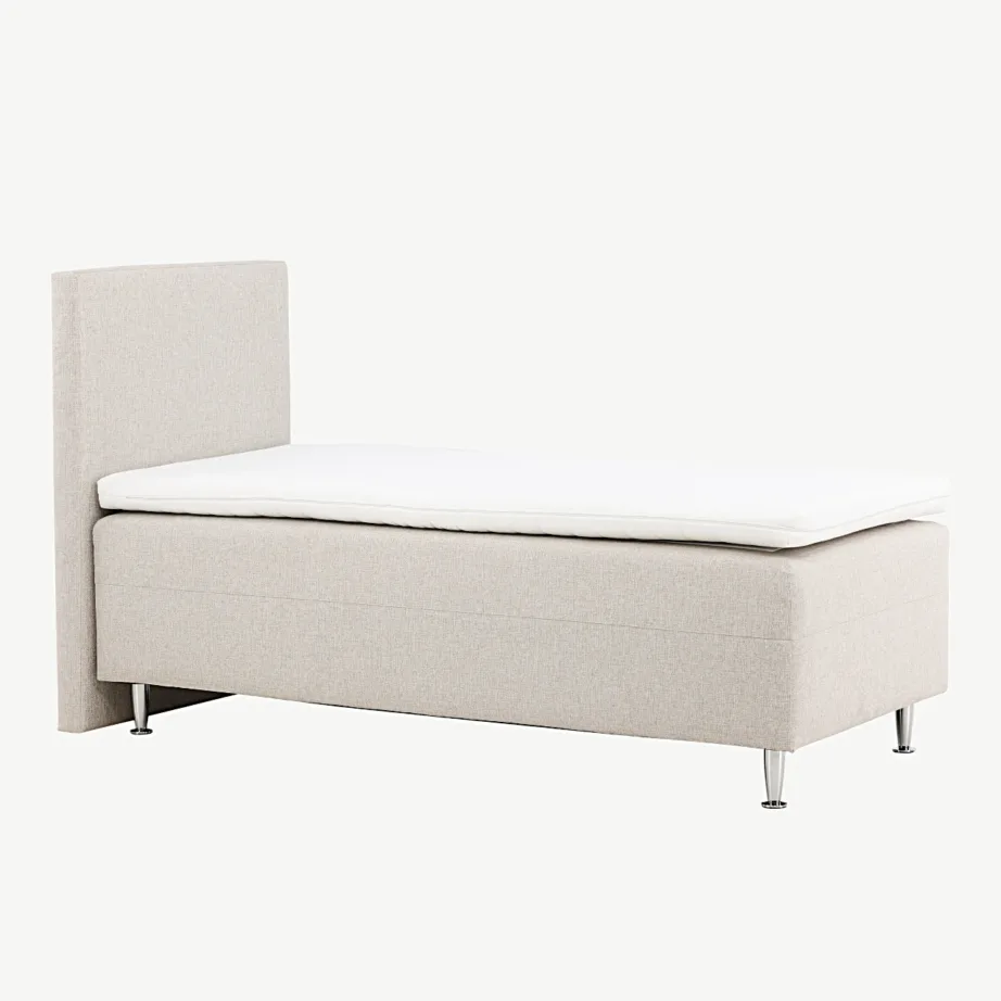 Beež üheinimesevoodi Mesa kõrge peatsi ja plastikust jalgadega, kangaga, 90×200 cm, 30100-101 – 3