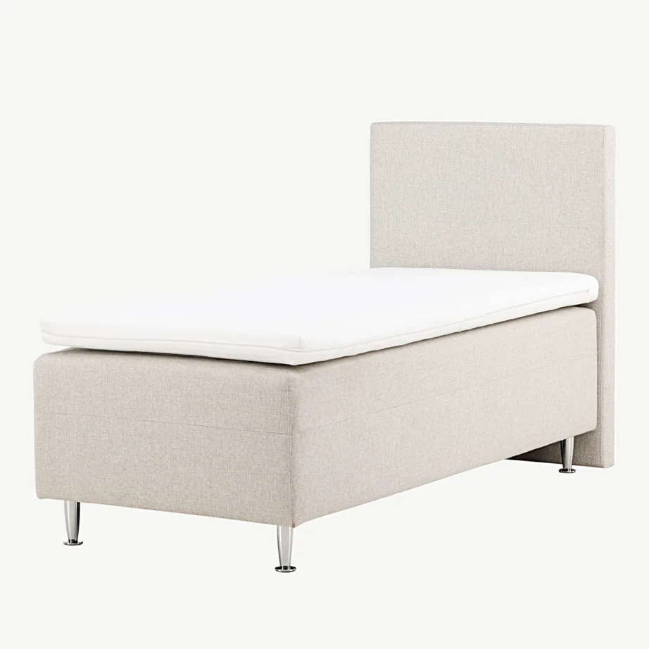 Beež üheinimesevoodi Mesa kõrge peatsi ja plastikust jalgadega, kangaga, 90×200 cm, 30100-101 – 5