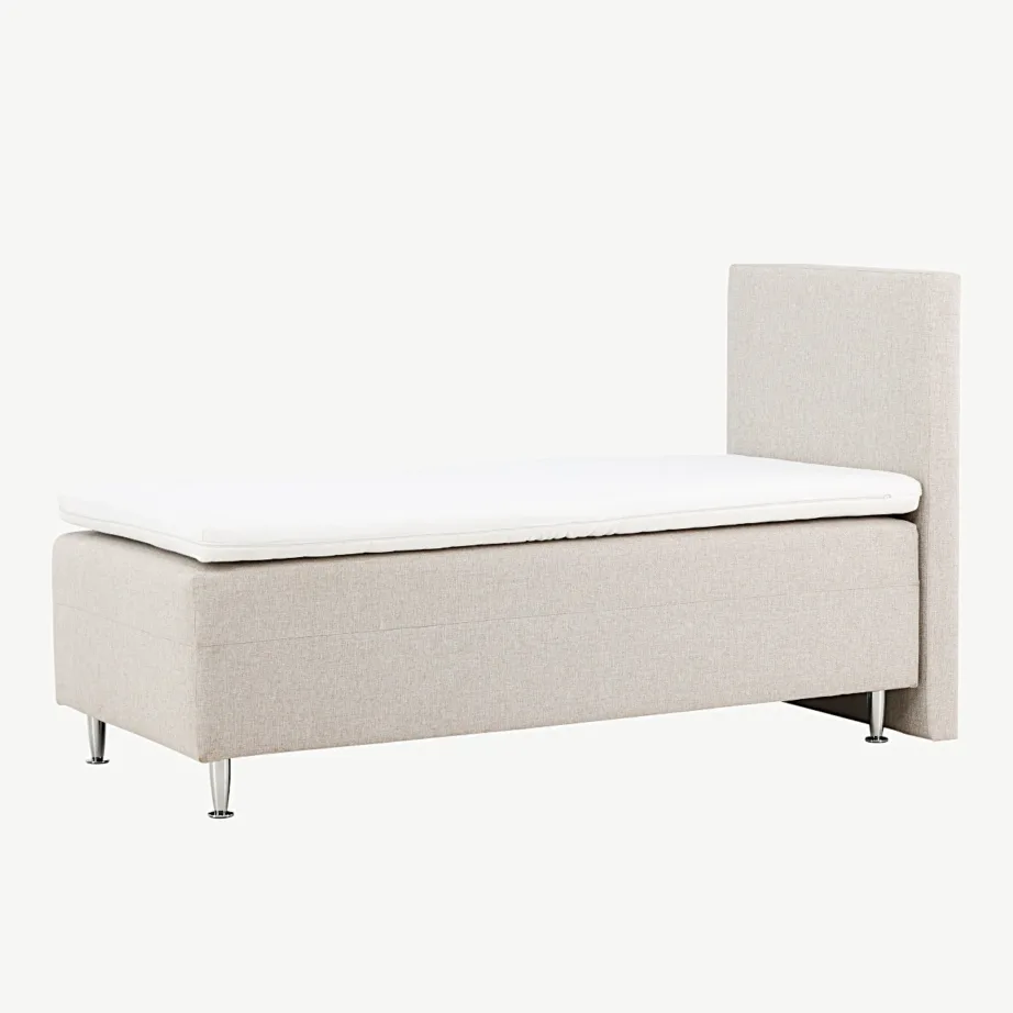 Beež üheinimesevoodi Mesa kõrge peatsi ja plastikust jalgadega, kangaga, 90×200 cm, 30100-101 – 6