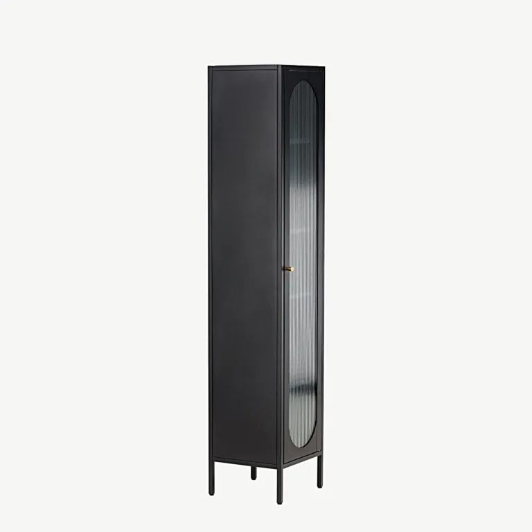 Must teraskapp lainelise klaasuksega Cali, 4 riiulit, 180 cm - 30114-100