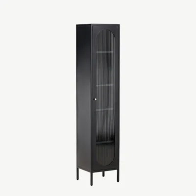 Must teraskapp lainelise klaasuksega Cali, 4 riiulit, 180 cm - 30114-100