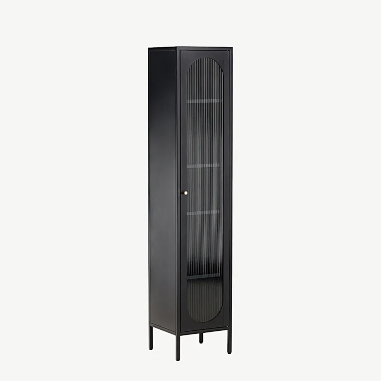 Must teraskapp lainelise klaasuksega Cali, 4 riiulit, 180 cm - 30114-100