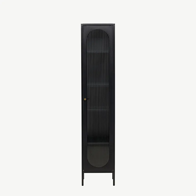 Must teraskapp lainelise klaasuksega Cali, 4 riiulit, 180 cm - 30114-100