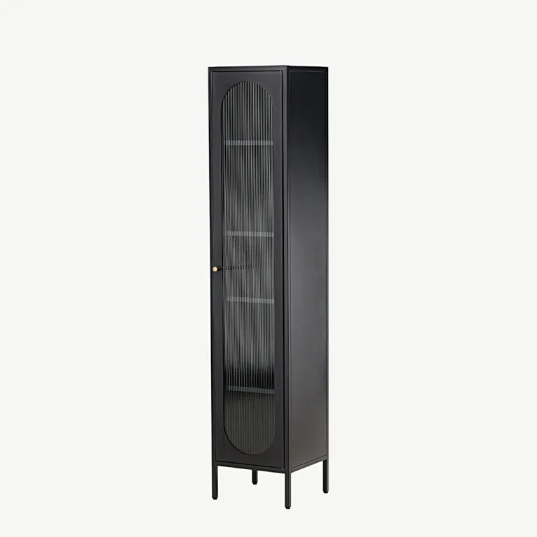 Must teraskapp lainelise klaasuksega Cali, 4 riiulit, 180 cm - 30114-100