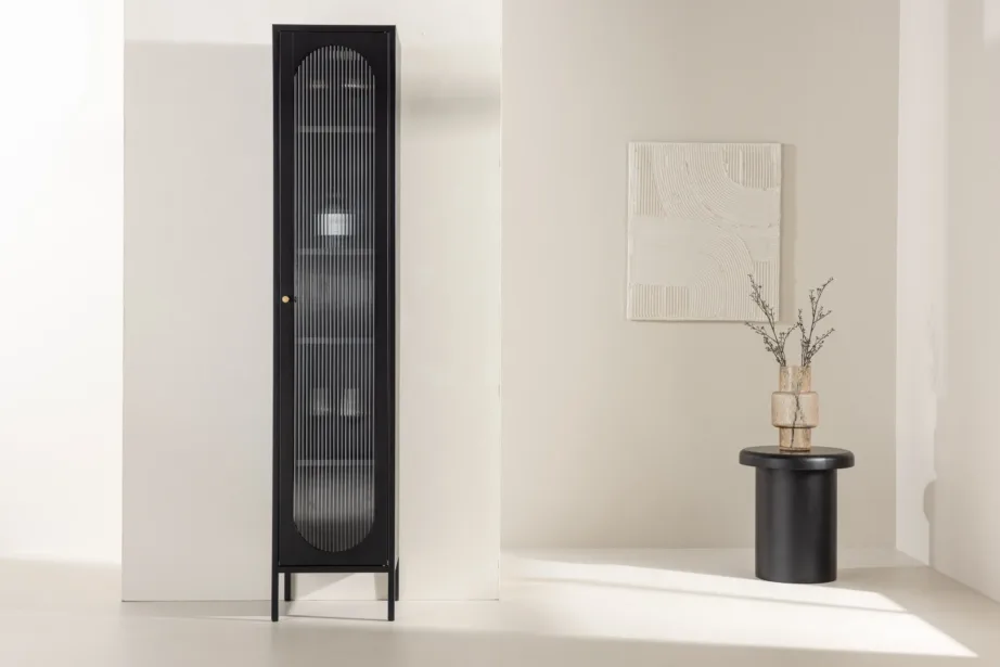 Must teraskapp lainelise klaasuksega Cali, 4 riiulit, 180 cm, 30114-100 – 9