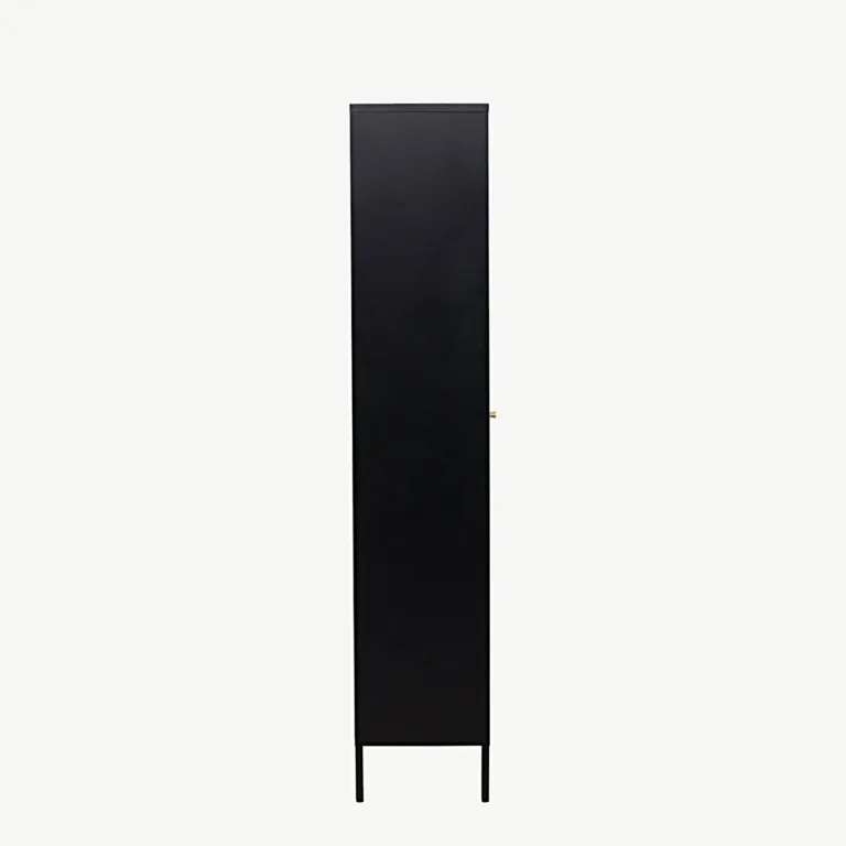 Mustast terasest vitriinkapp lainelise klaasiga Lima, 4 riiulit, 80x180 cm - 30115-100