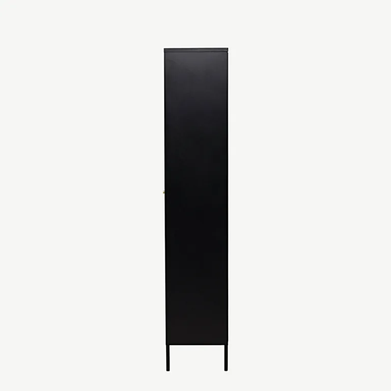 Mustast terasest vitriinkapp lainelise klaasiga Lima, 4 riiulit, 80x180 cm - 30115-100