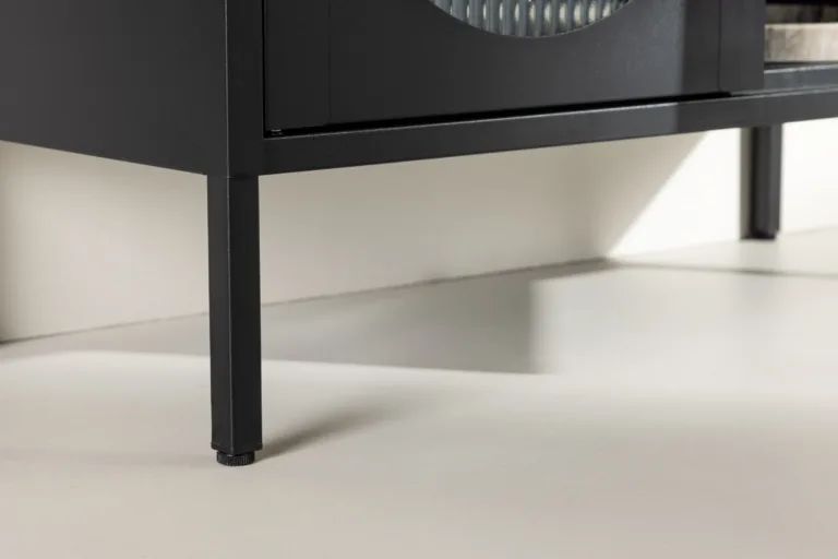 Mustast terasest vitriinkapp lainelise klaasiga Lima, 4 riiulit, 80x180 cm - 30115-100