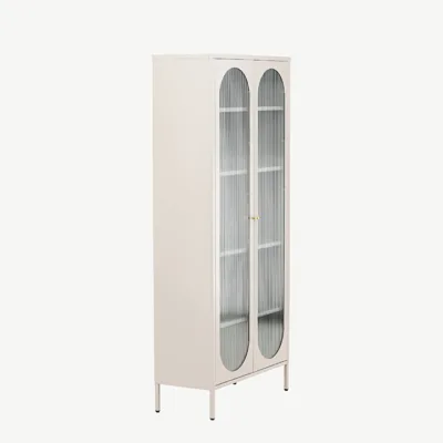 Beež teraskapp klaasustega Lima, lainelise klaasiga (4 riiulit, 180 cm) - 30115-102