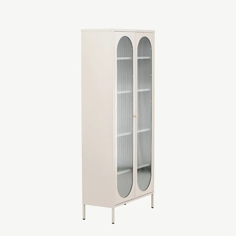 Beež teraskapp klaasustega Lima, lainelise klaasiga (4 riiulit, 180 cm) - 30115-102