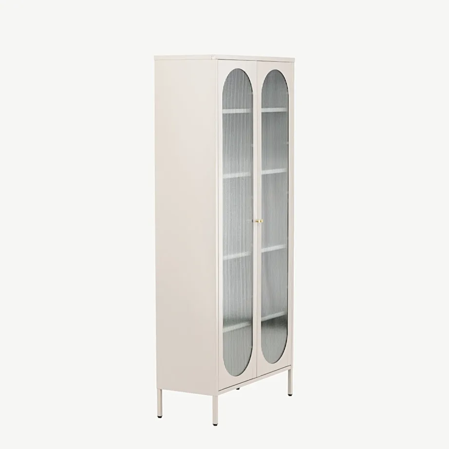 Beež teraskapp klaasustega Lima, lainelise klaasiga (4 riiulit, 180 cm), 30115-102
