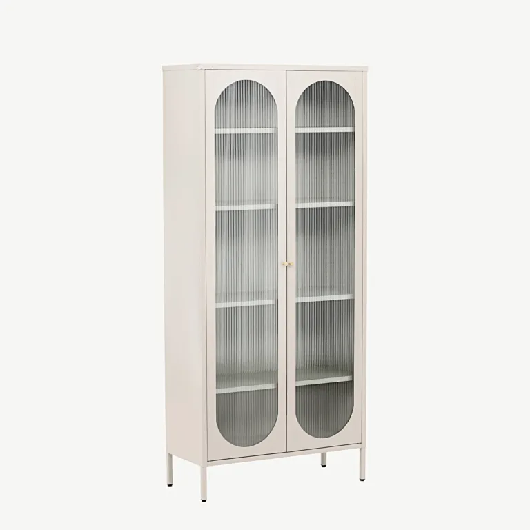 Beež teraskapp klaasustega Lima, lainelise klaasiga (4 riiulit, 180 cm) - 30115-102
