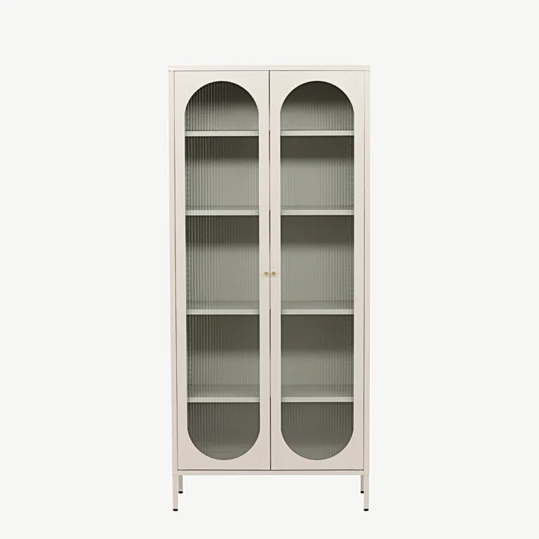 Beež teraskapp klaasustega Lima, lainelise klaasiga (4 riiulit, 180 cm) - 30115-102