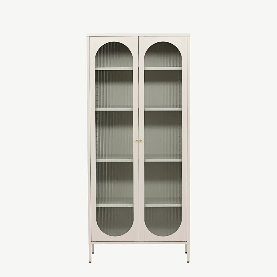 Beež teraskapp klaasustega Lima, lainelise klaasiga (4 riiulit, 180 cm), 30115-102 – 4