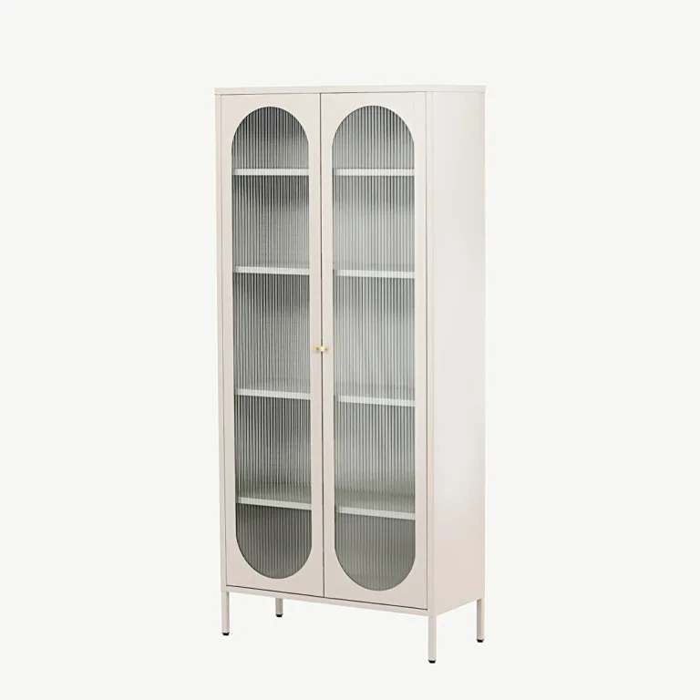 Beež teraskapp klaasustega Lima, lainelise klaasiga (4 riiulit, 180 cm) - 30115-102