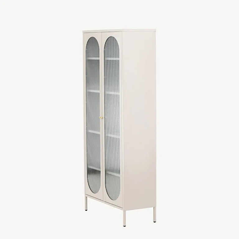 Beež teraskapp klaasustega Lima, lainelise klaasiga (4 riiulit, 180 cm) - 30115-102