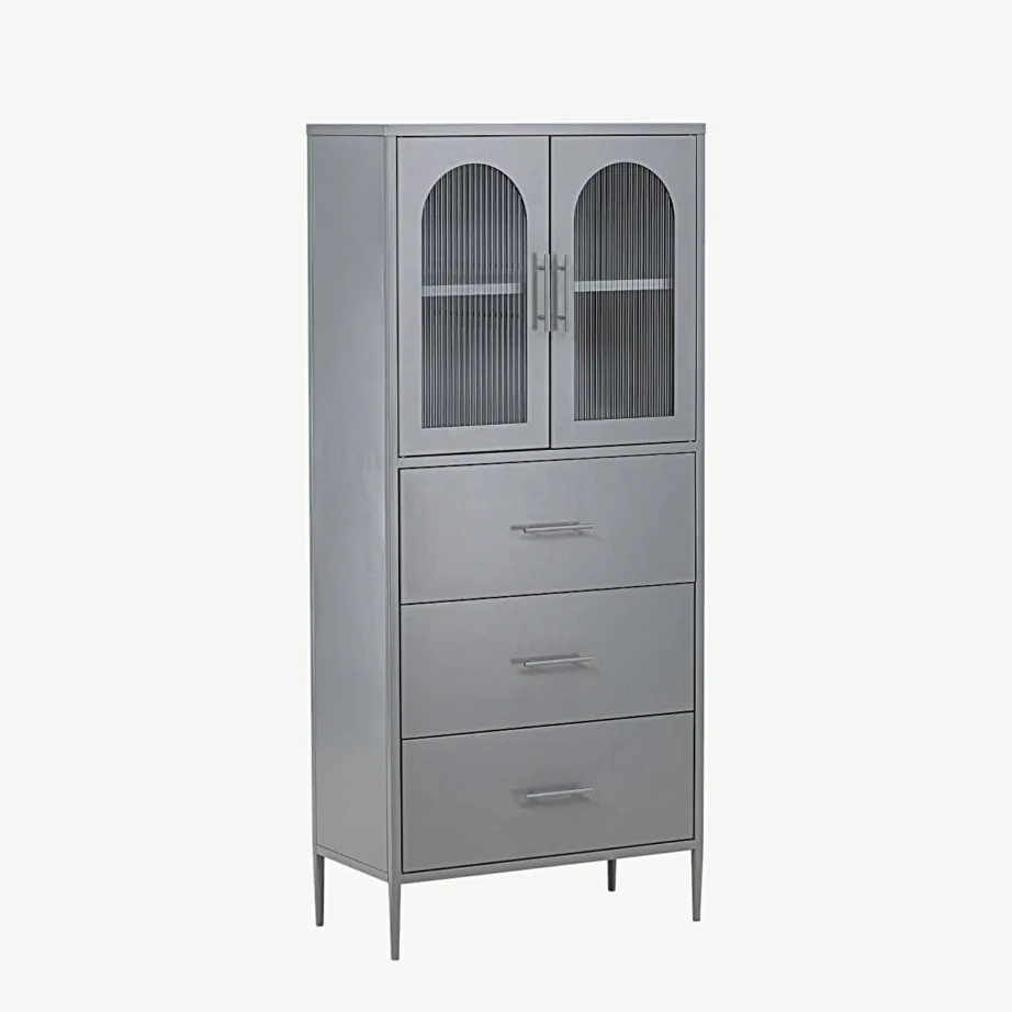 Helehall metallkapp La Paz klaasuste ja sahtlitega, 30116-106