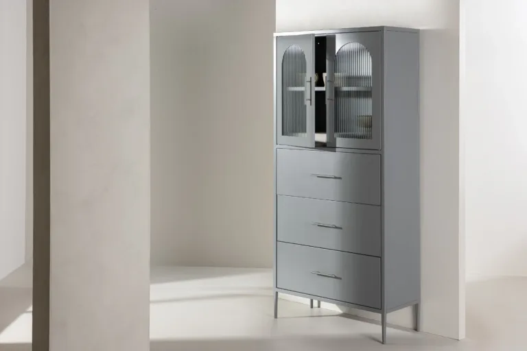 Helehall metallkapp La Paz klaasuste ja sahtlitega - 30116-106