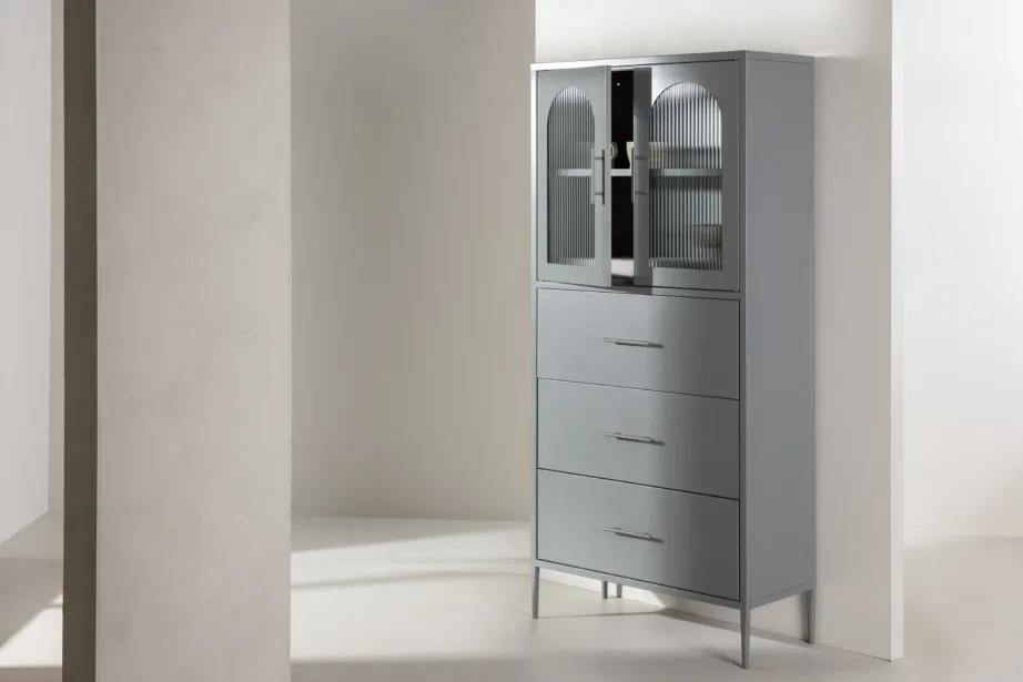 Helehall metallkapp La Paz klaasuste ja sahtlitega, 30116-106 - 8