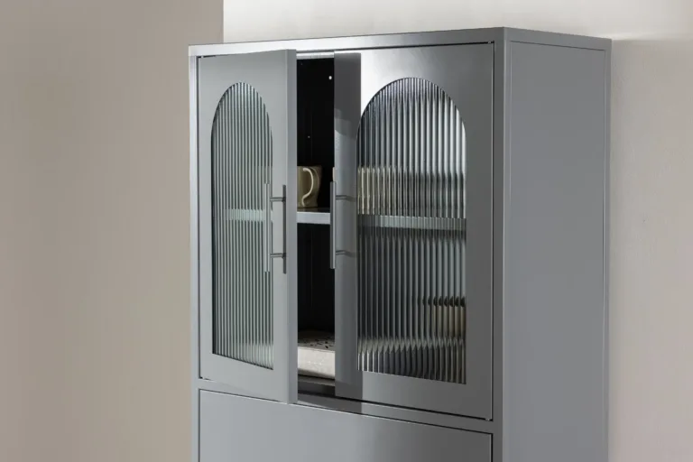 Helehall metallkapp La Paz klaasuste ja sahtlitega - 30116-106